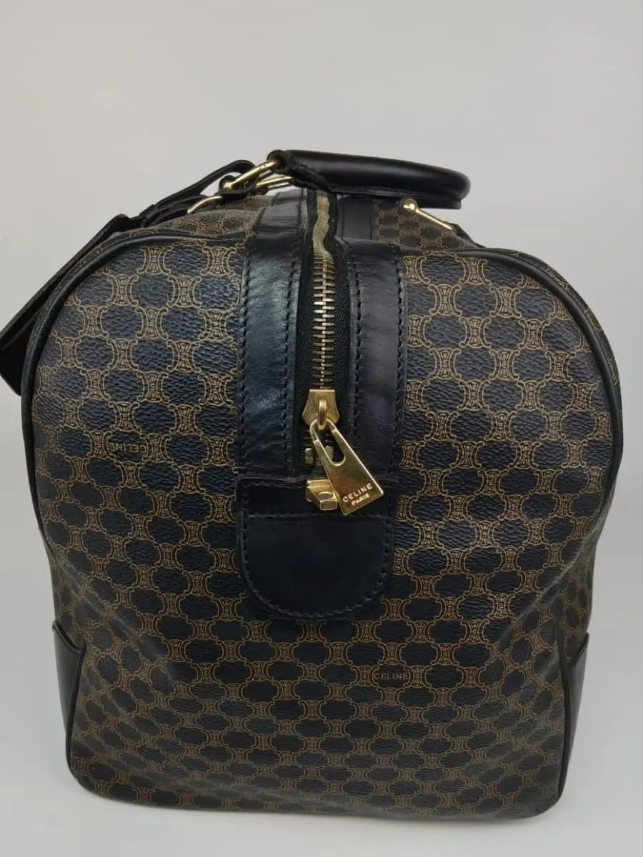 Céline Boston Triomphe Macadam 48H Noir & Marron Sellier Vintage