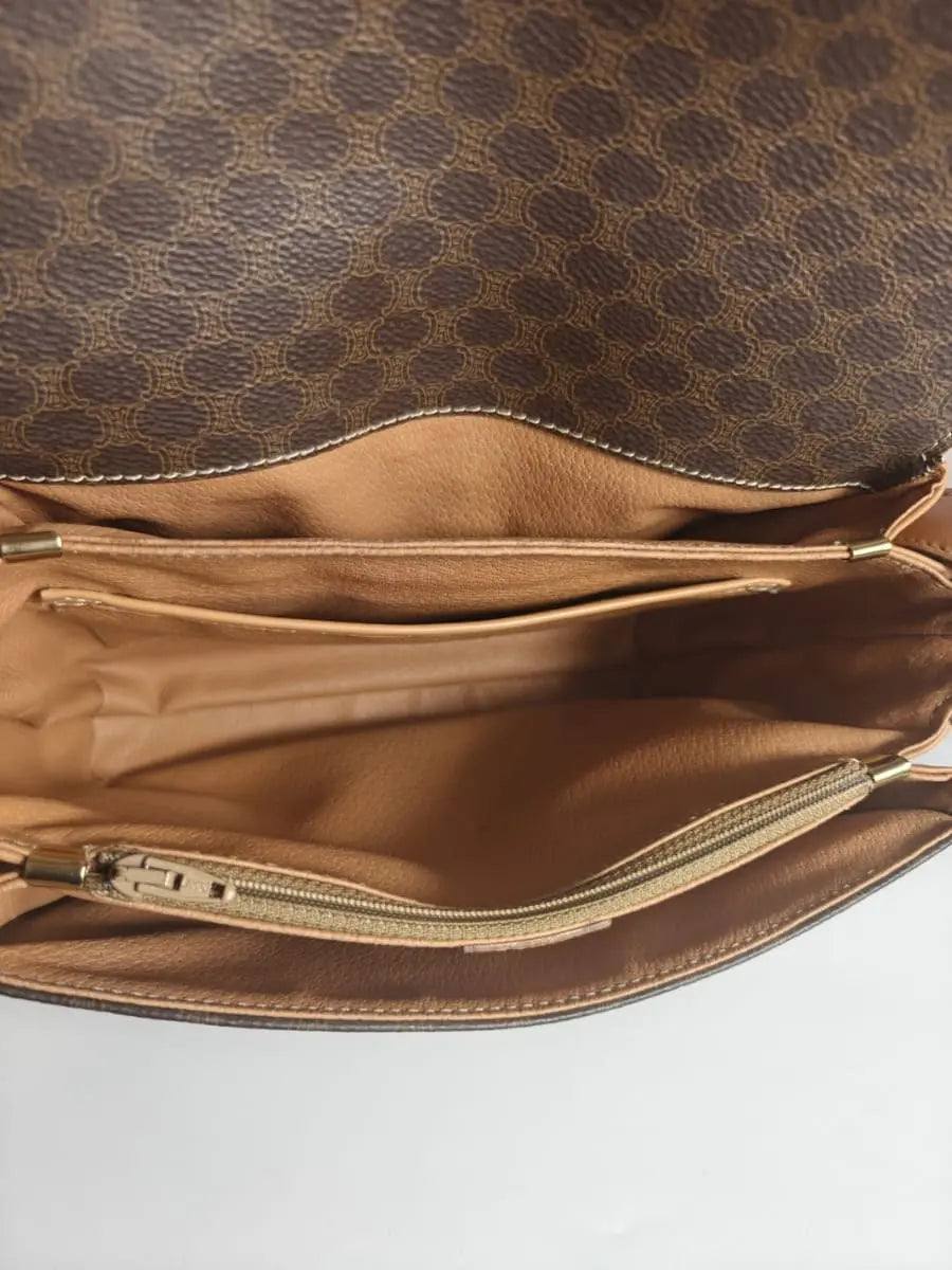 Céline Crossbody Macadam Toile & Cuir Beige Sellier Vintage