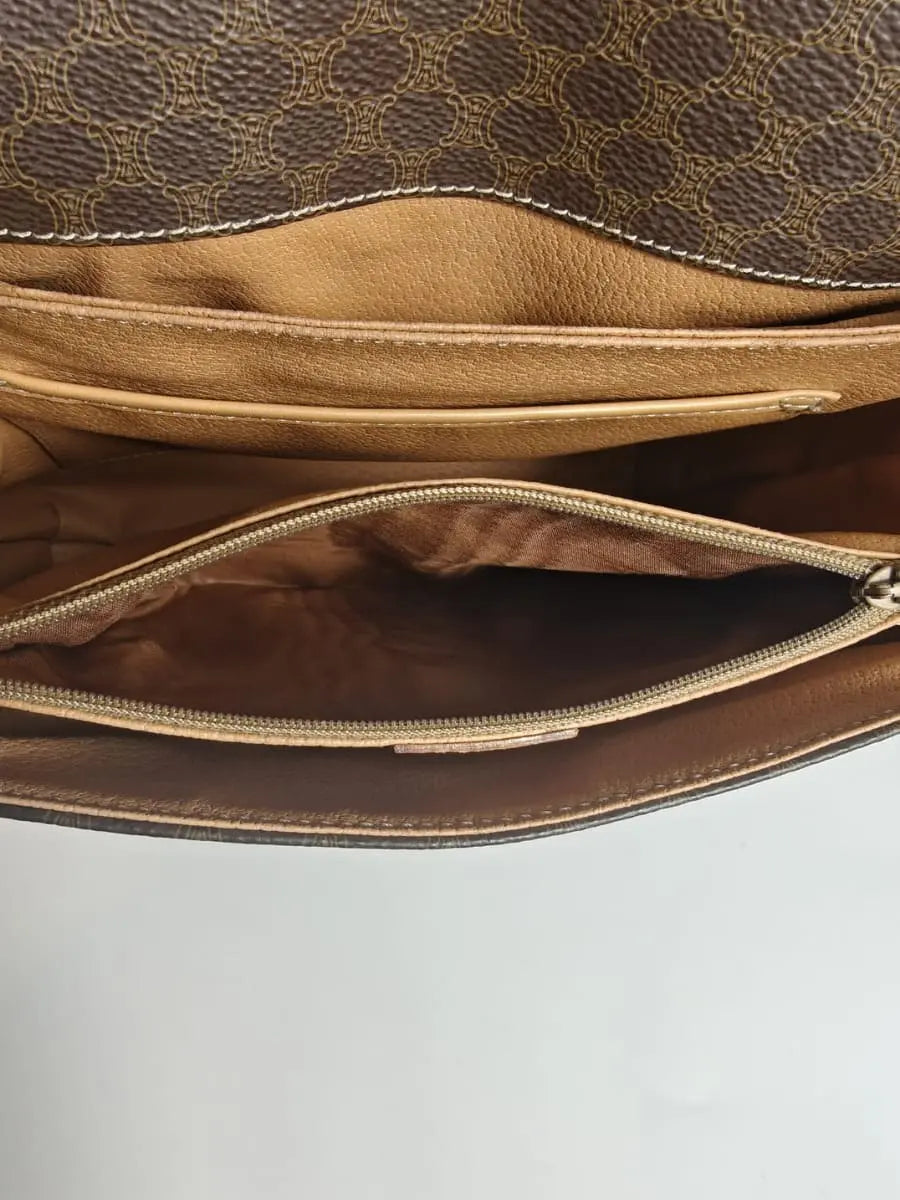 Céline Crossbody Macadam Toile & Cuir Beige Sellier Vintage