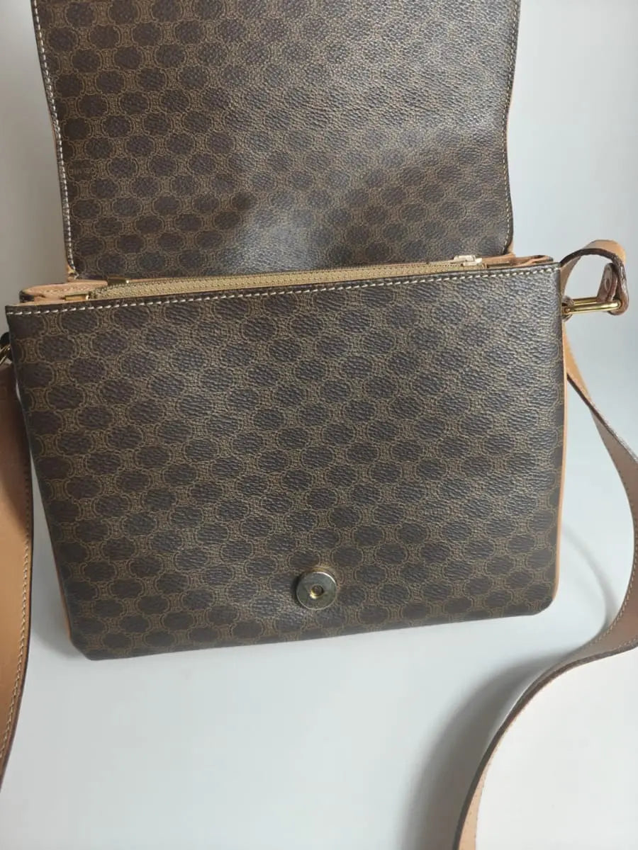 Céline Crossbody Macadam Toile & Cuir Beige Sellier Vintage
