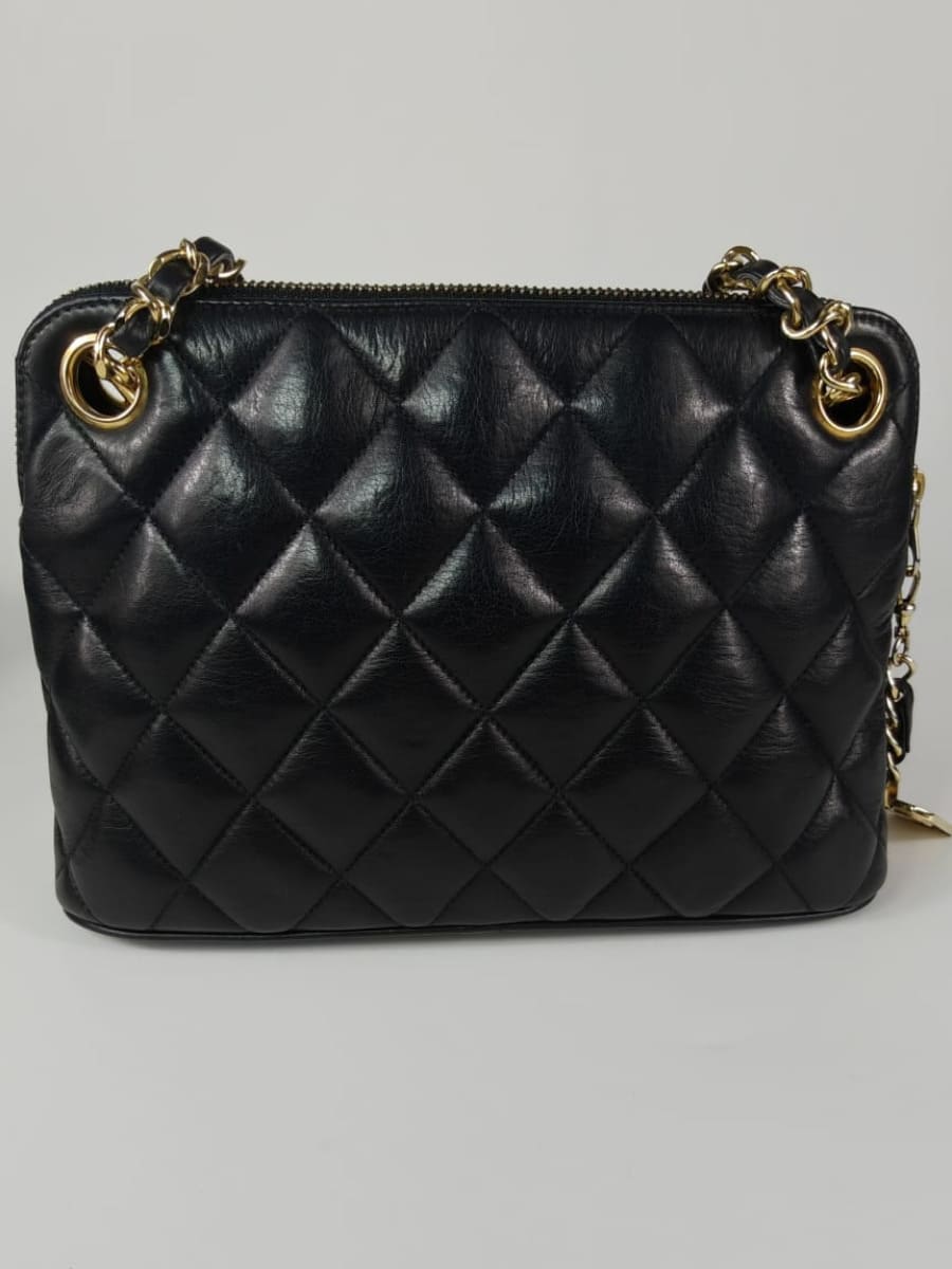 Chanel Sac Porté Épaule Lambskin Noir Sellier Vintage