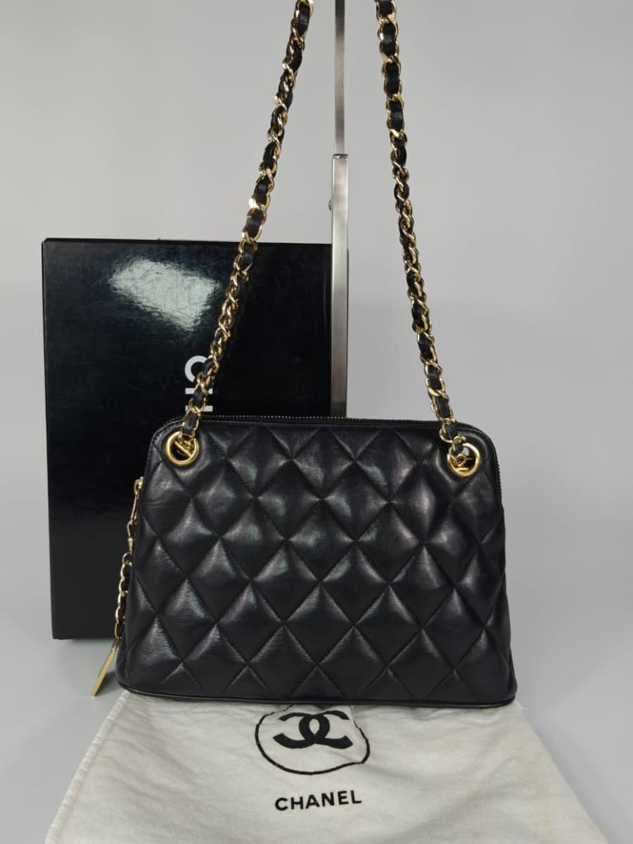 Chanel Sac Porté Épaule Lambskin Noir Sellier Vintage
