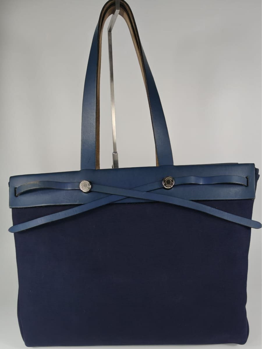 Hermès Herbag Toile & Cuir Bleu Nuit Sellier Vintage