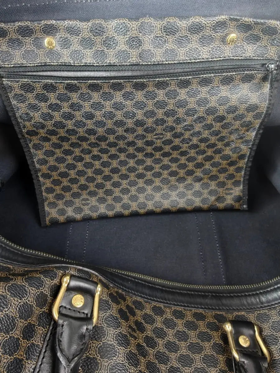 Céline Boston Triomphe Macadam 48H Noir & Marron Sellier Vintage