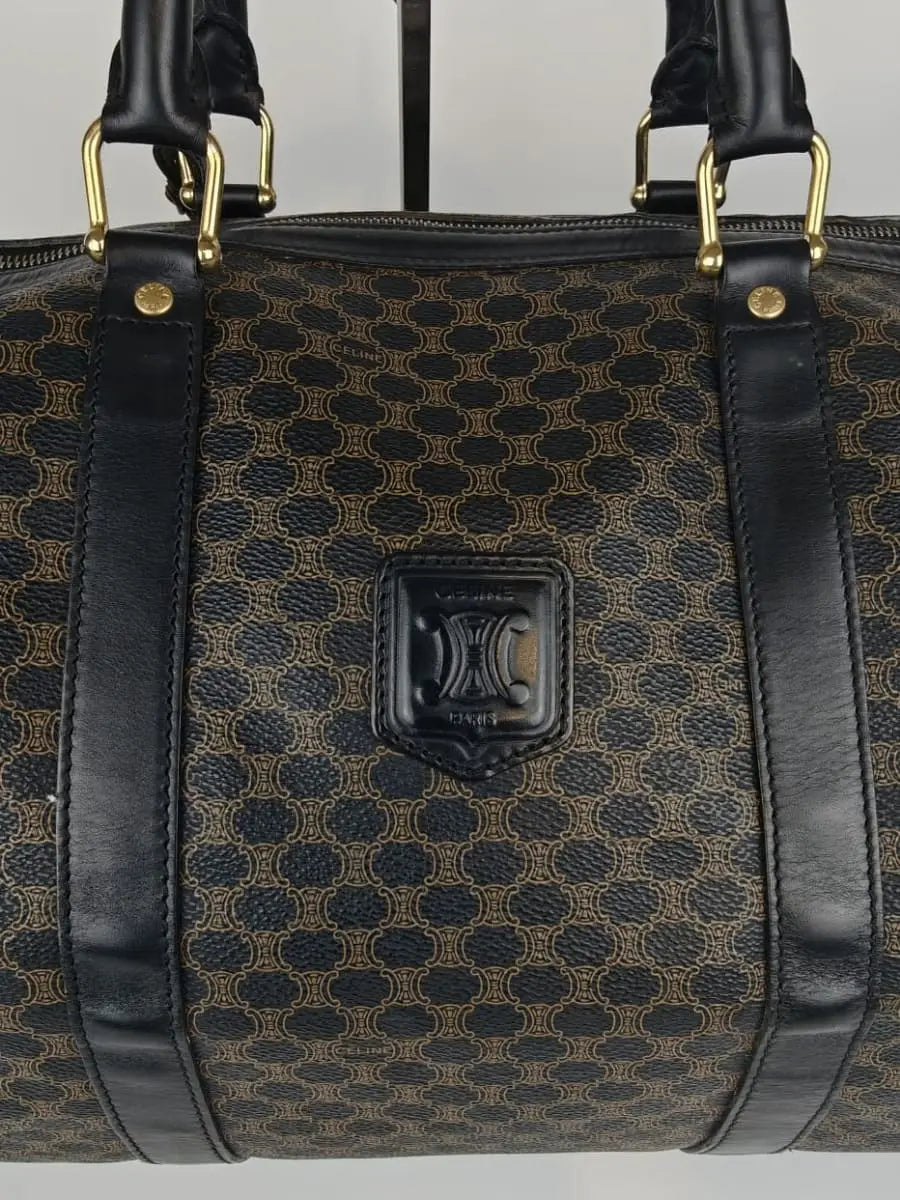 Céline Boston Triomphe Macadam 48H Noir & Marron Sellier Vintage