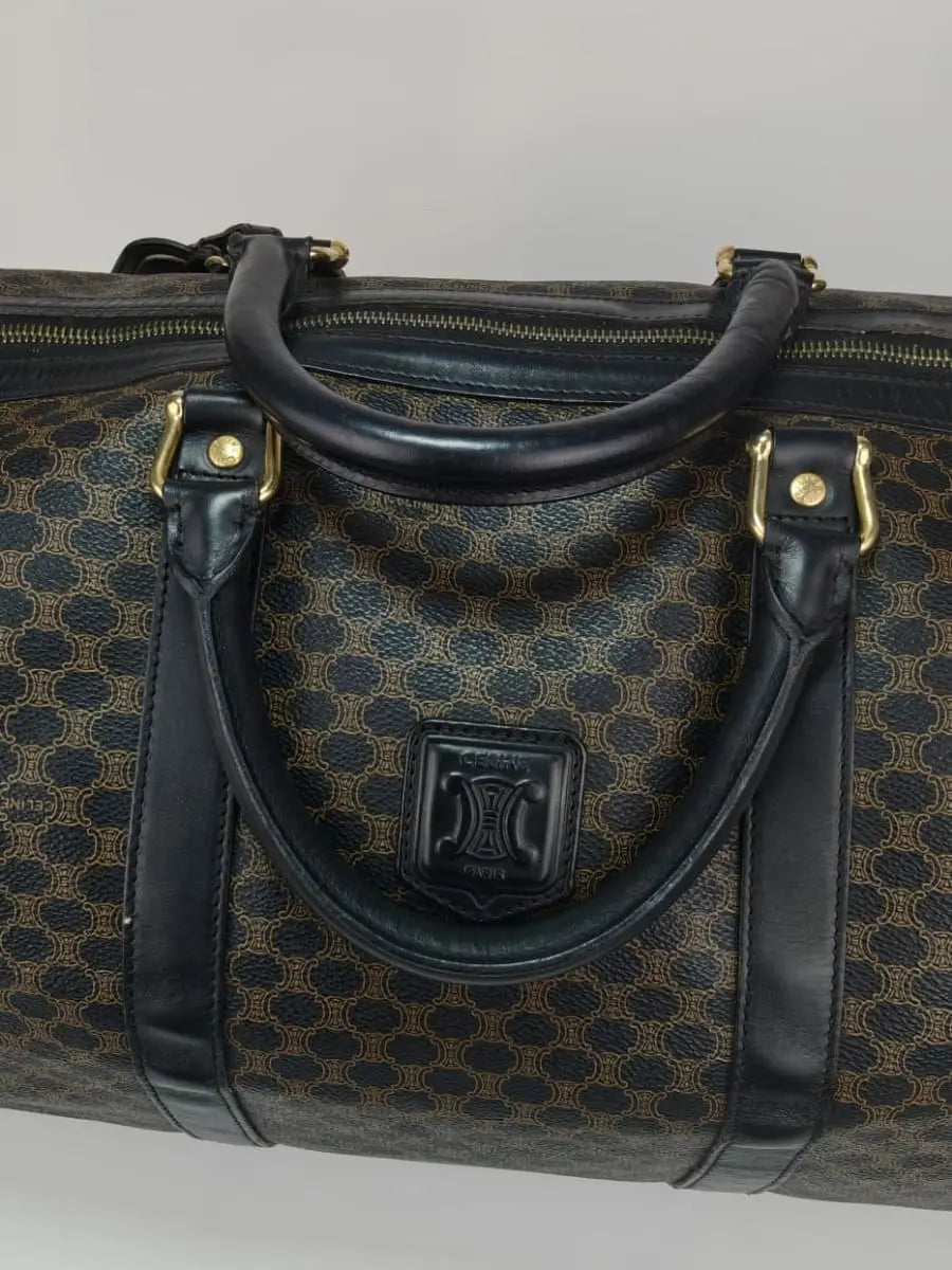 Céline Boston Triomphe Macadam 48H Noir & Marron Sellier Vintage