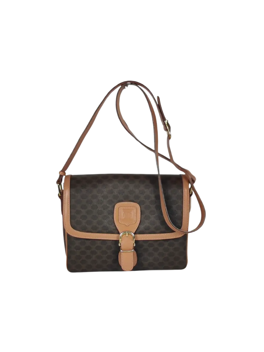 Céline Crossbody Macadam Toile & Cuir Beige Sellier Vintage