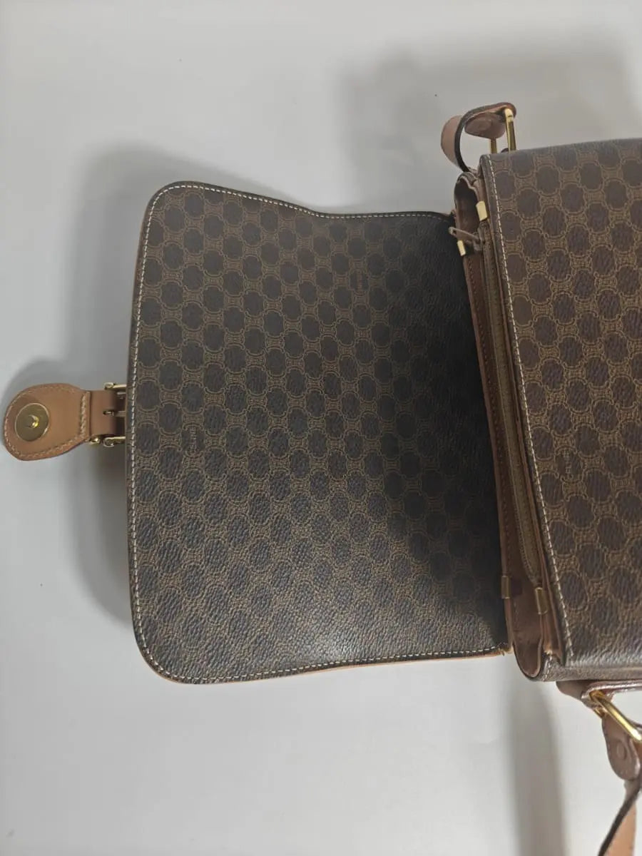 Céline Crossbody Macadam Toile & Cuir Beige Sellier Vintage