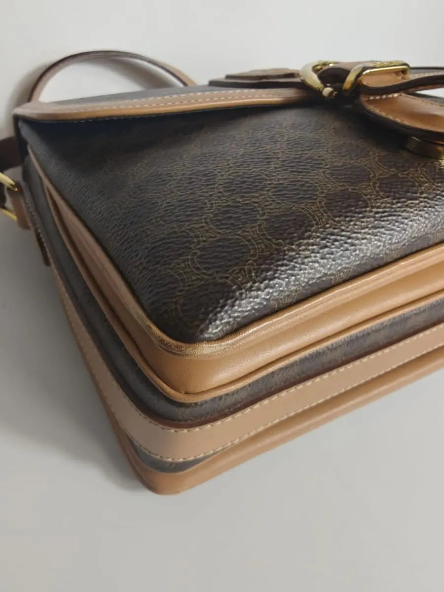 Céline Crossbody Macadam Toile & Cuir Beige Sellier Vintage