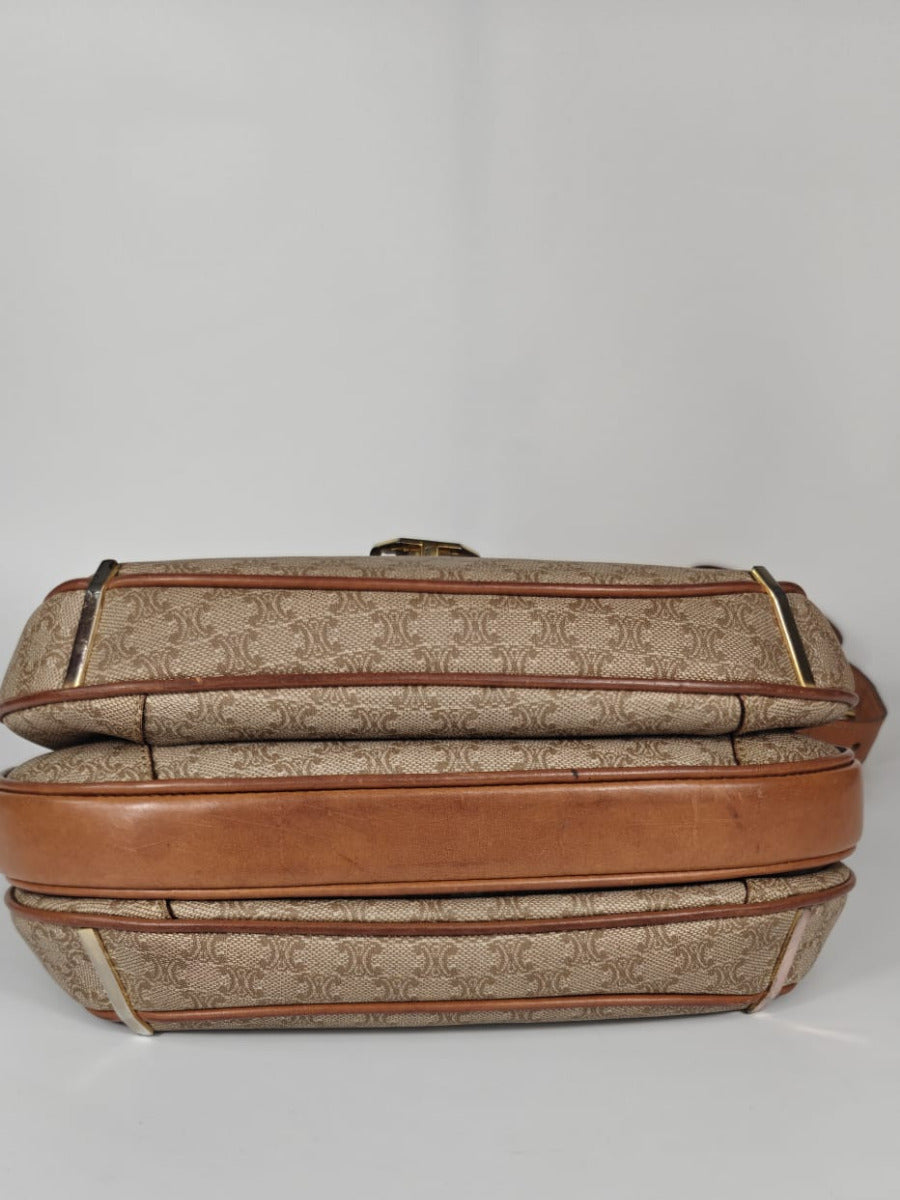 Céline Boucle Triomphe Bandoulière Cuir & Toile Sellier Vintage