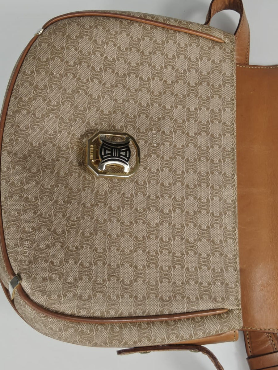 Céline Boucle Triomphe Bandoulière Cuir & Toile Sellier Vintage