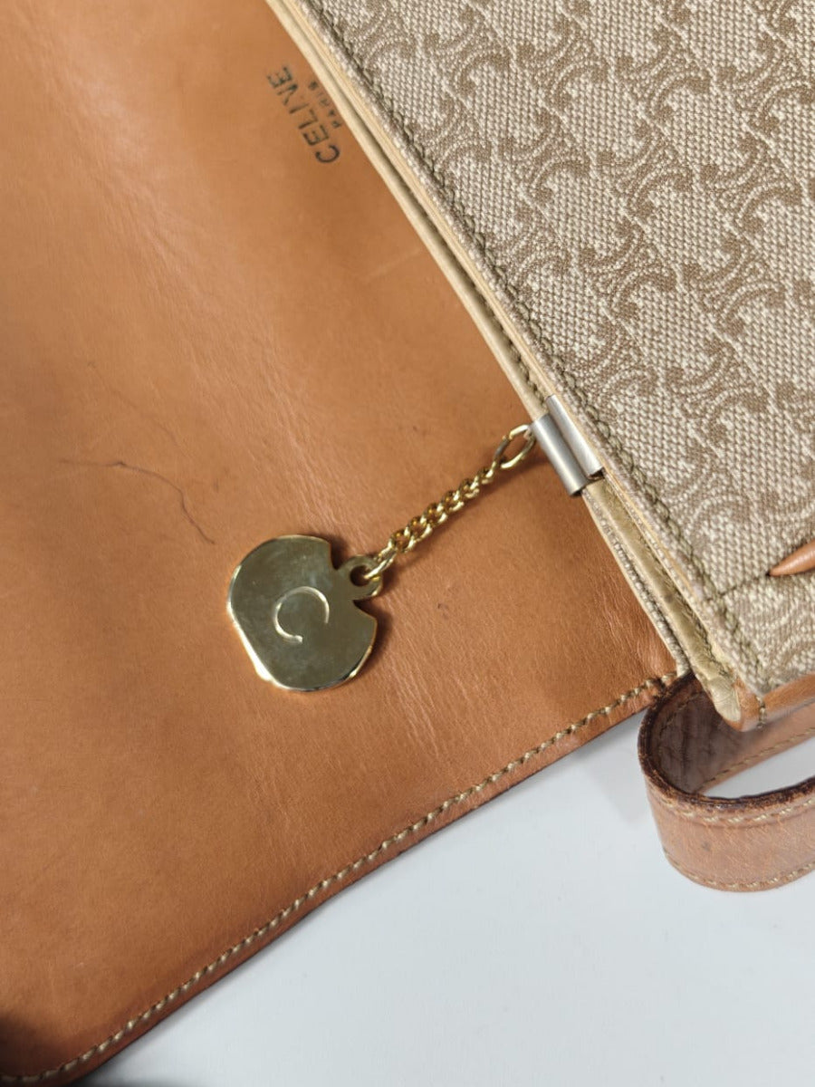 Céline Boucle Triomphe Bandoulière Cuir & Toile Sellier Vintage