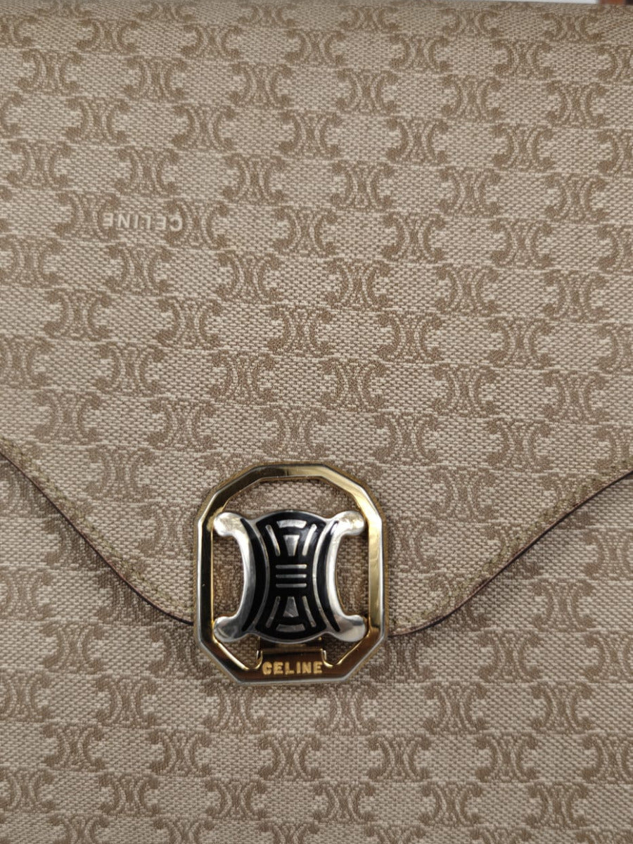 Céline Boucle Triomphe Bandoulière Cuir & Toile Sellier Vintage