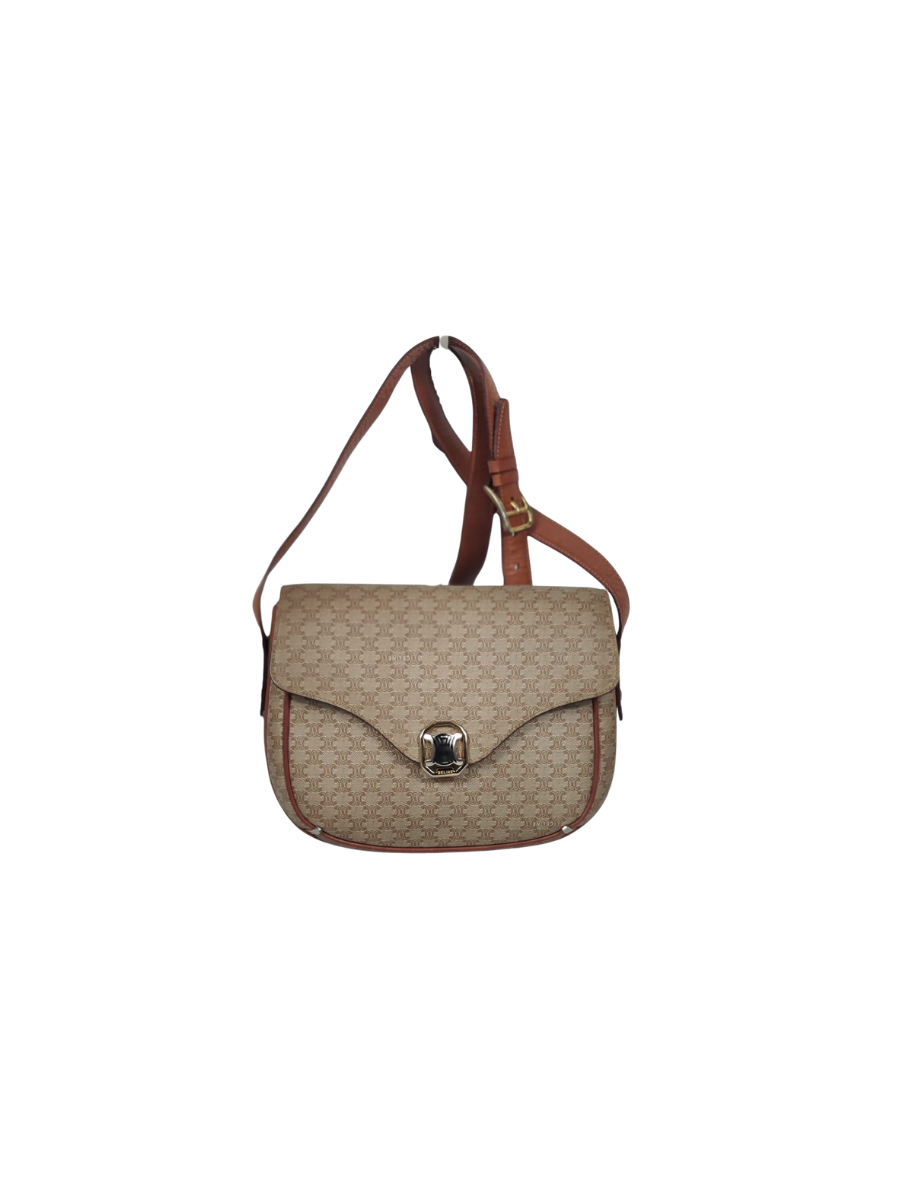 Céline Boucle Triomphe Bandoulière Cuir & Toile Sellier Vintage