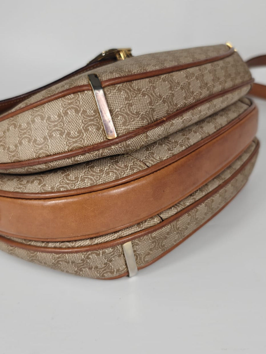 Céline Boucle Triomphe Bandoulière Cuir & Toile Sellier Vintage