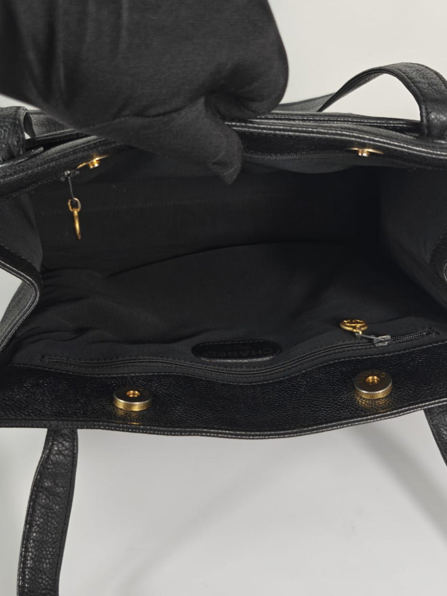 Chanel Shopper Caviar Skin Noir Sellier Vintage