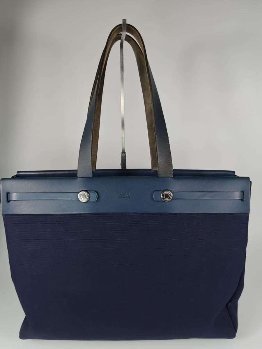Hermès Herbag Toile & Cuir Bleu Nuit Sellier Vintage