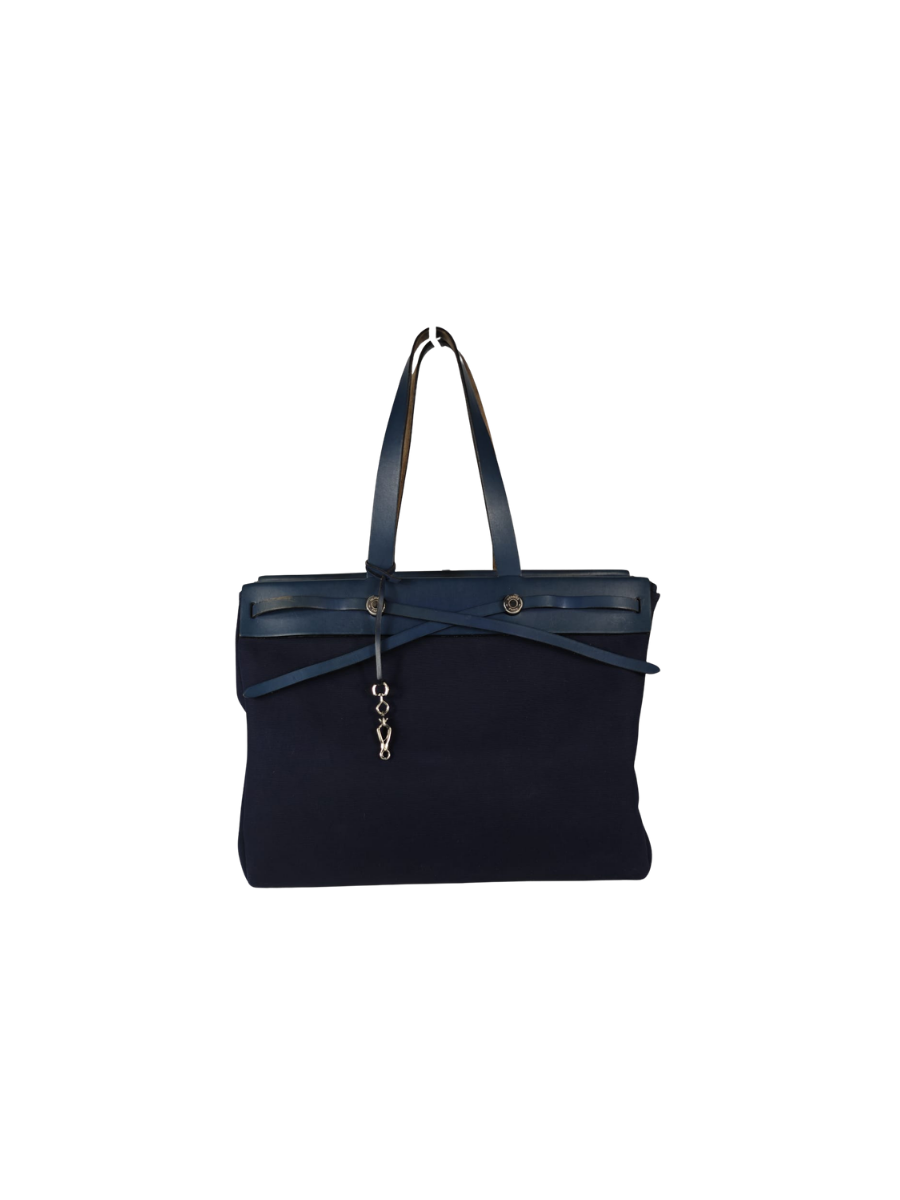 Hermès Herbag Toile & Cuir Bleu Nuit Sellier Vintage
