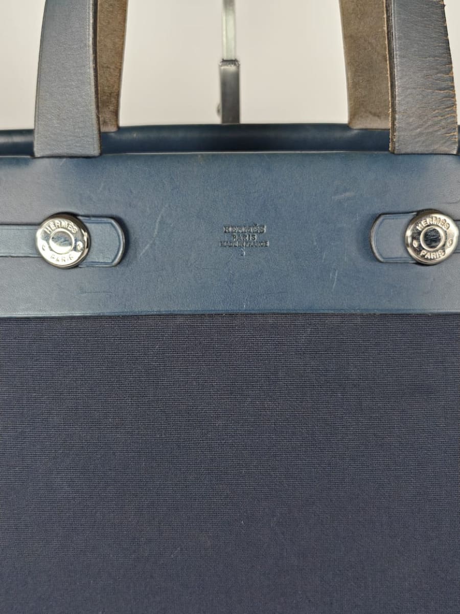 Hermès Herbag Toile & Cuir Bleu Nuit Sellier Vintage
