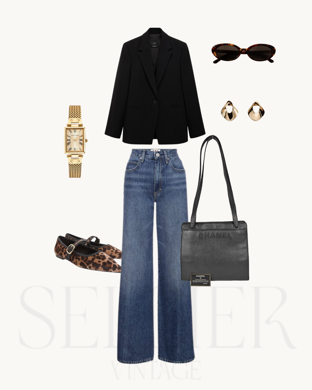 Look inspiration outfit sac Chanel Shopper Caviar d'occasion authentifié Sellier Vintage