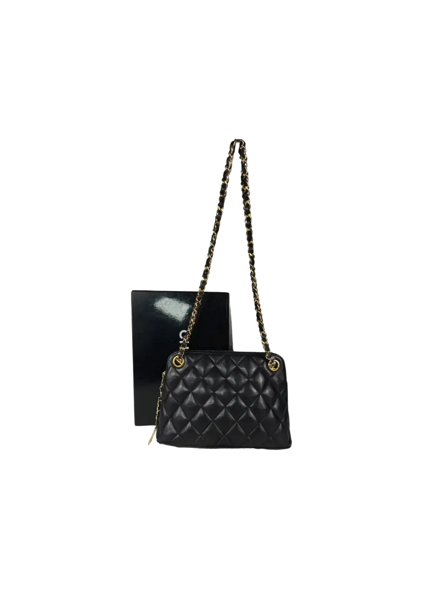 Chanel Sac Porté Épaule Lambskin Noir Sellier Vintage